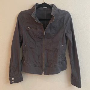 Express Gray Utility Moto Jacket Zipper Small